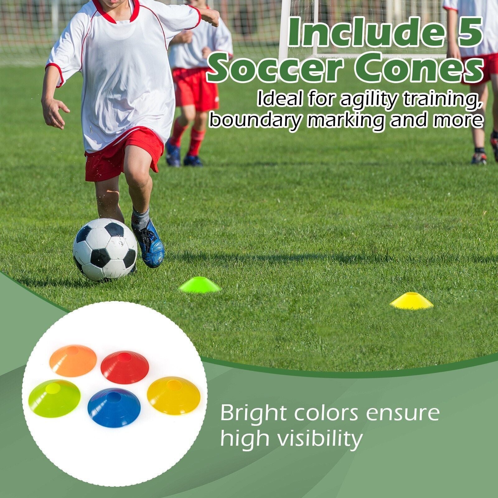 COSTWAY All Weather Soccer Goal Football Training Equipment W/Upvc Pipes