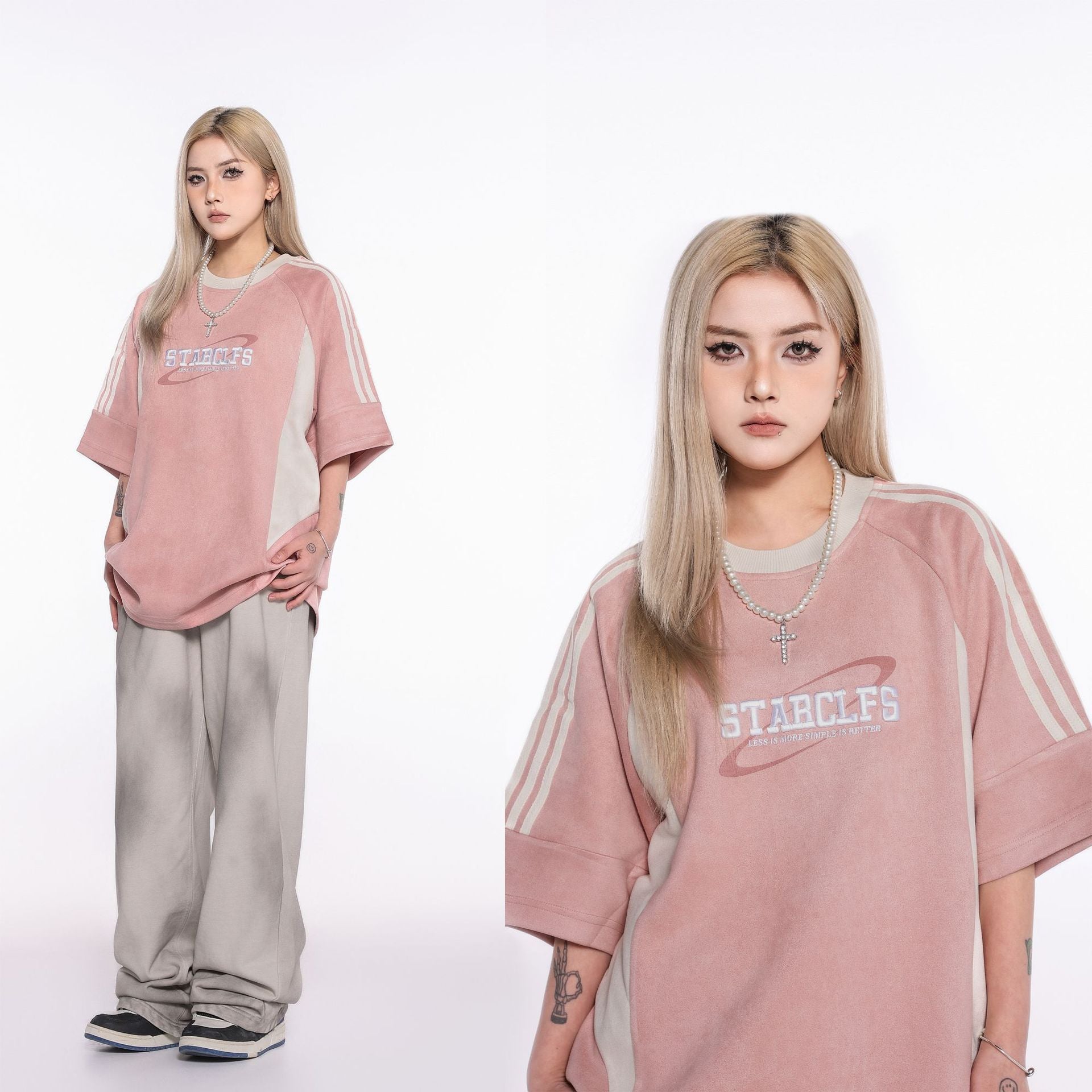 Men's Loose Short-sleeved T-shirt With Letter Embroidery Design