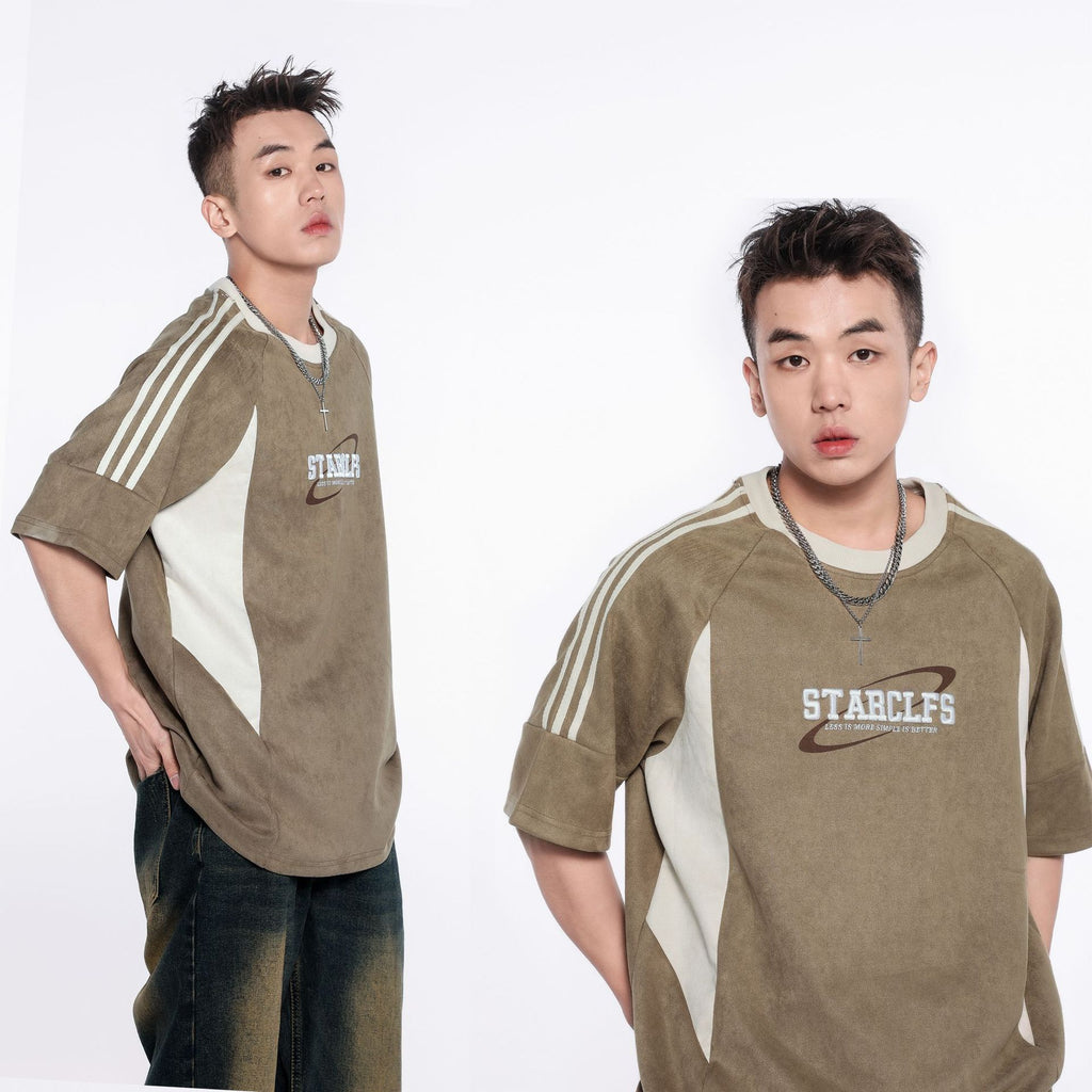 Men's Loose Short-sleeved T-shirt With Letter Embroidery Design