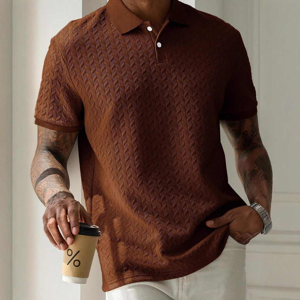 Men's Solid Color Polo Collar Short-sleeved Shirt