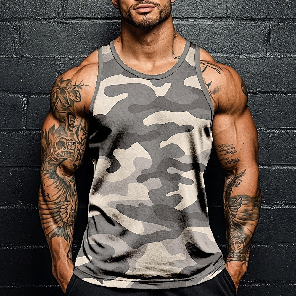 Fashion Camouflage Print Loose Short Sleeve Men