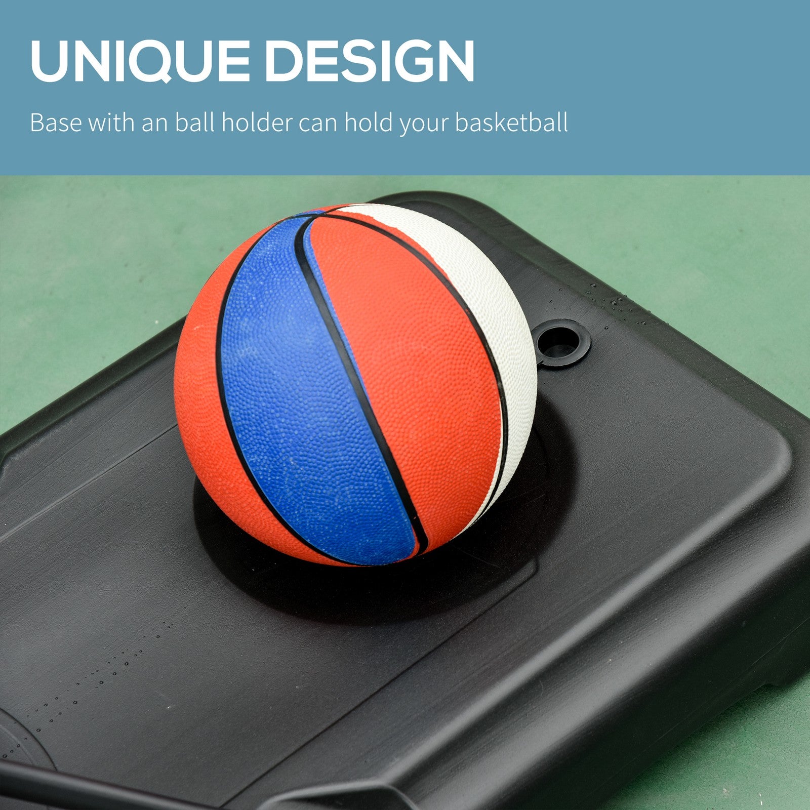 HOMCOM Basketball Stand 160-210Cm Adjustable Height Sturdy Hoop W/ Wheels Base