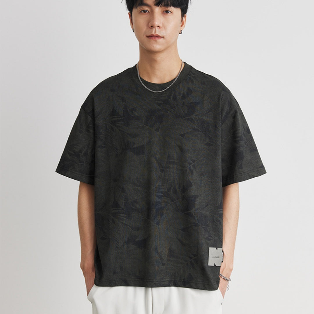 Men's Round Neck Boot-cut Casual All-match Short-sleeved T-shirt