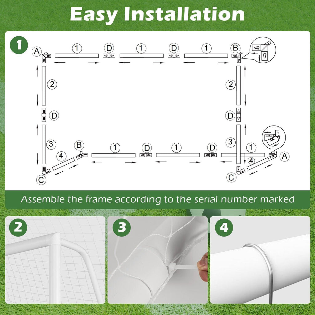 COSTWAY All Weather Soccer Goal Football Training Equipment W/Upvc Pipes